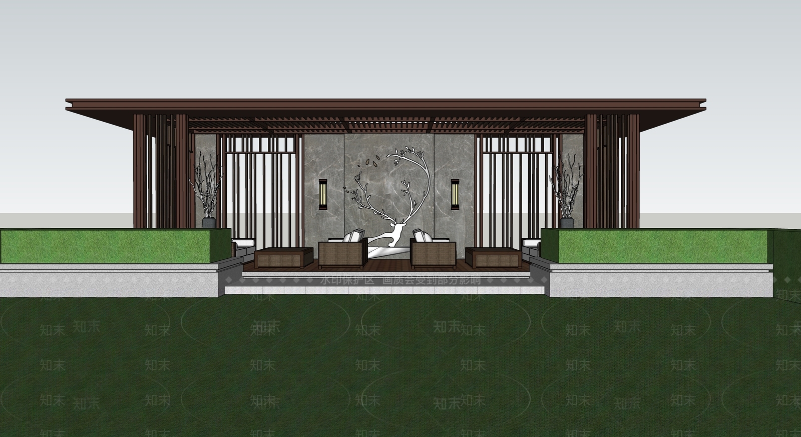 现代廊架SU模型下载【ID:1136166672】