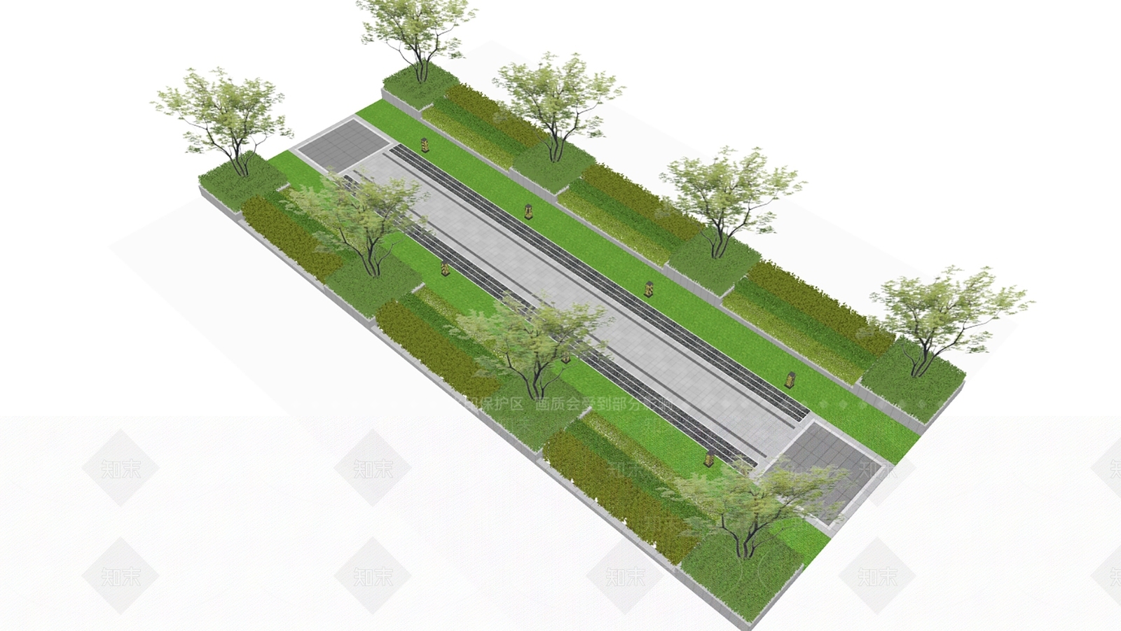现代小区道路SU模型下载【ID:1136167739】