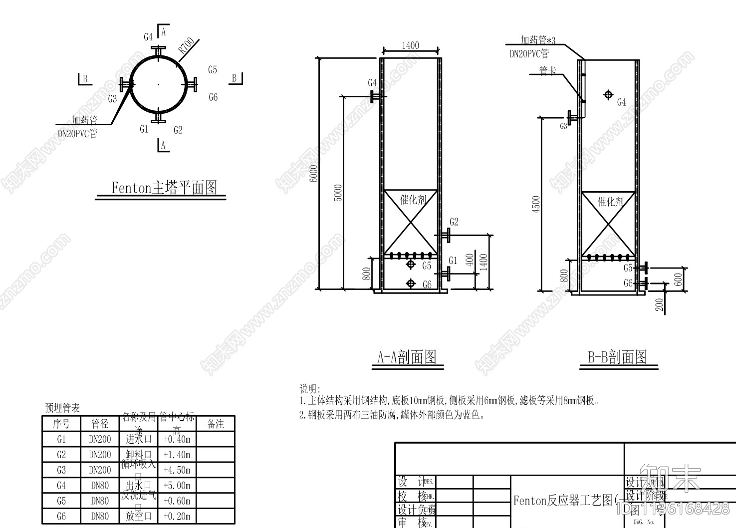 催化氧化芬顿反应器设备工艺污水处理施工图下载【ID:1136168428】