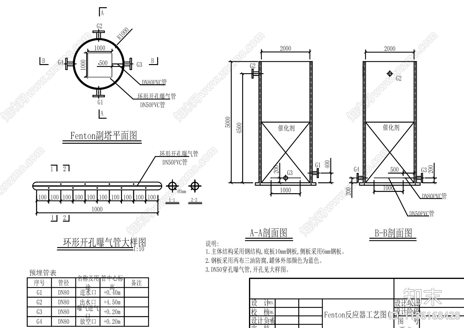 催化氧化芬顿反应器设备工艺污水处理施工图下载【ID:1136168428】