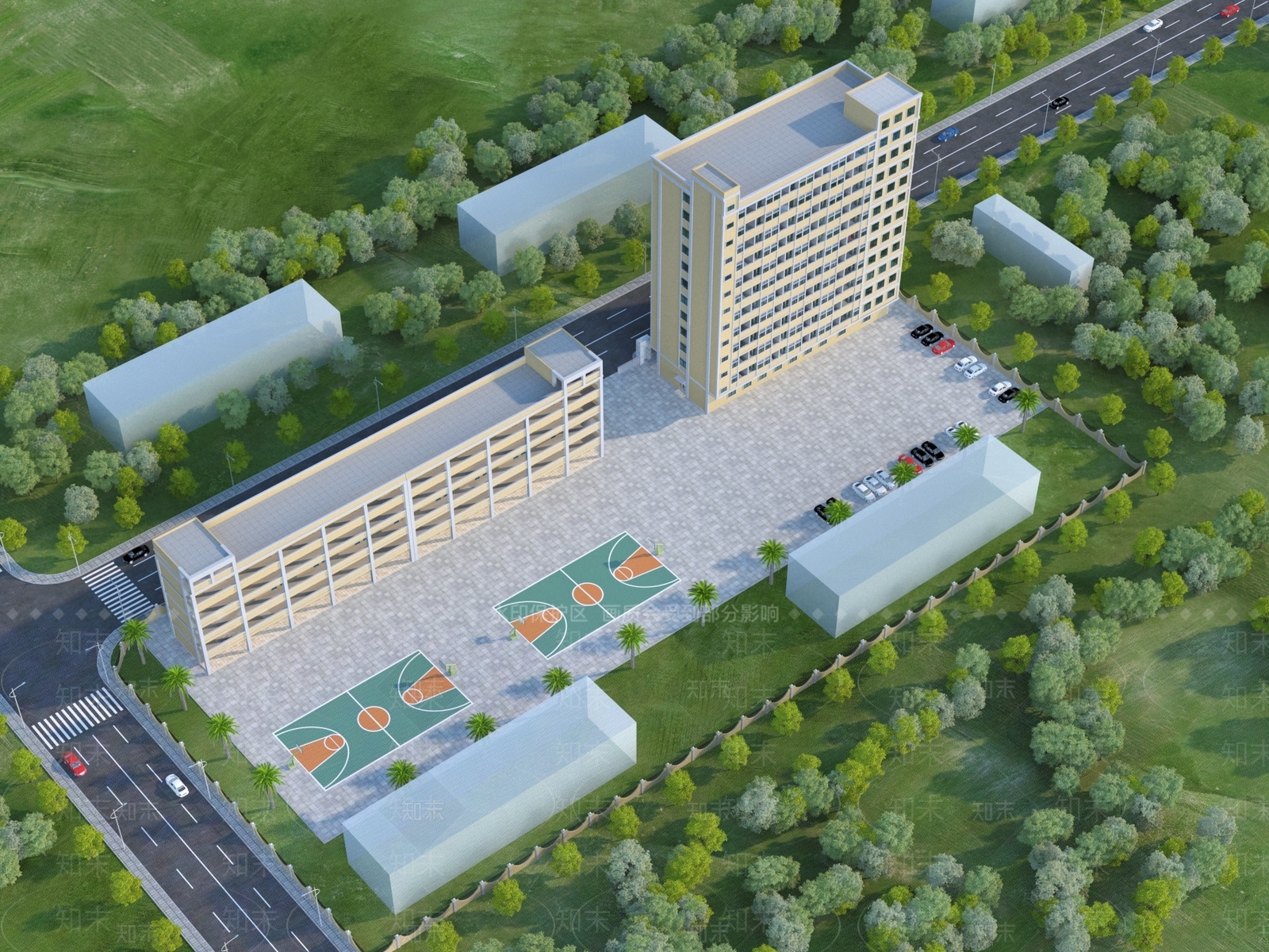 现代学校外观3D模型下载【ID:1136169278】