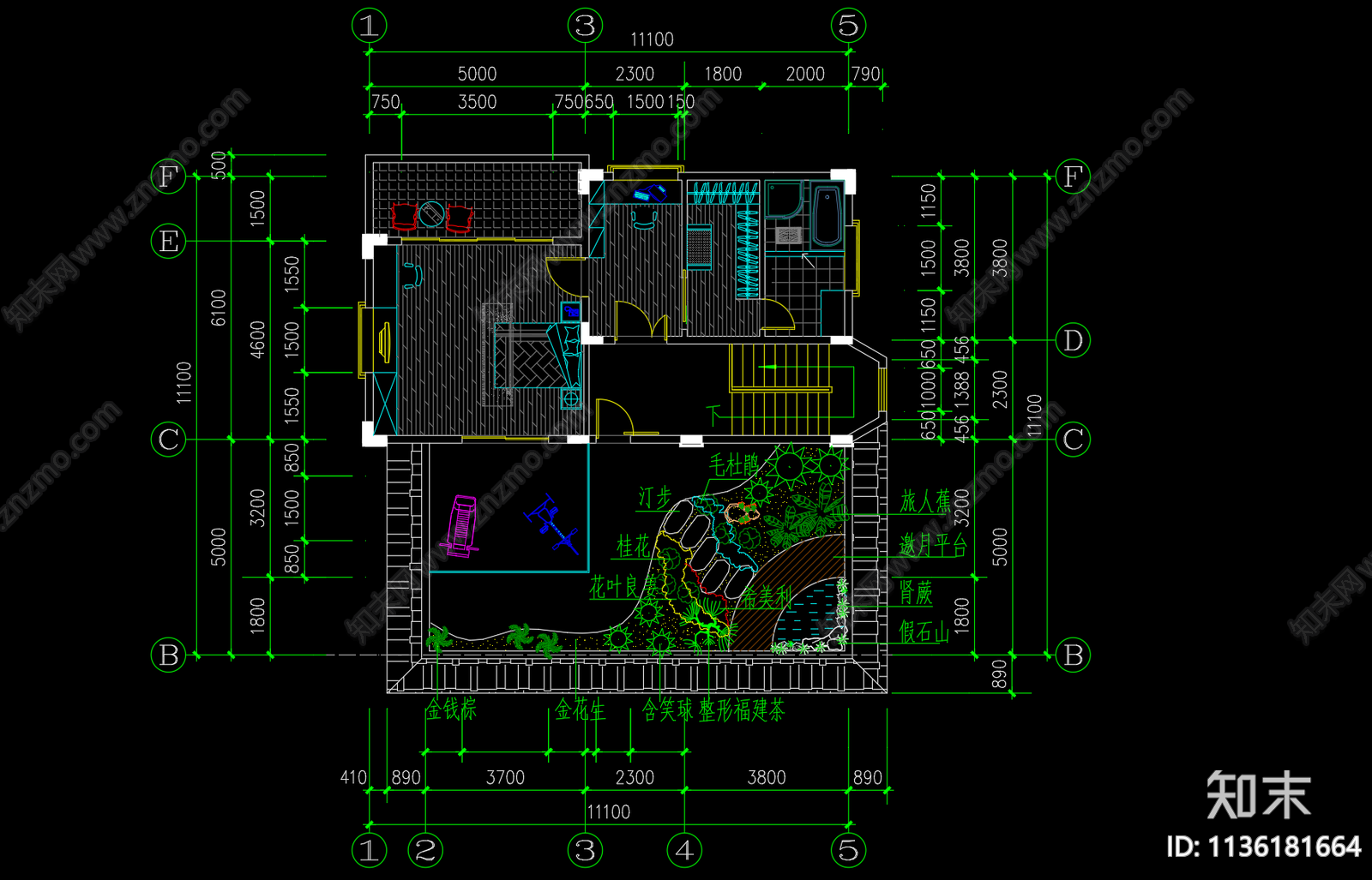 楼顶家装别墅花园平面图施工图下载【ID:1136181664】