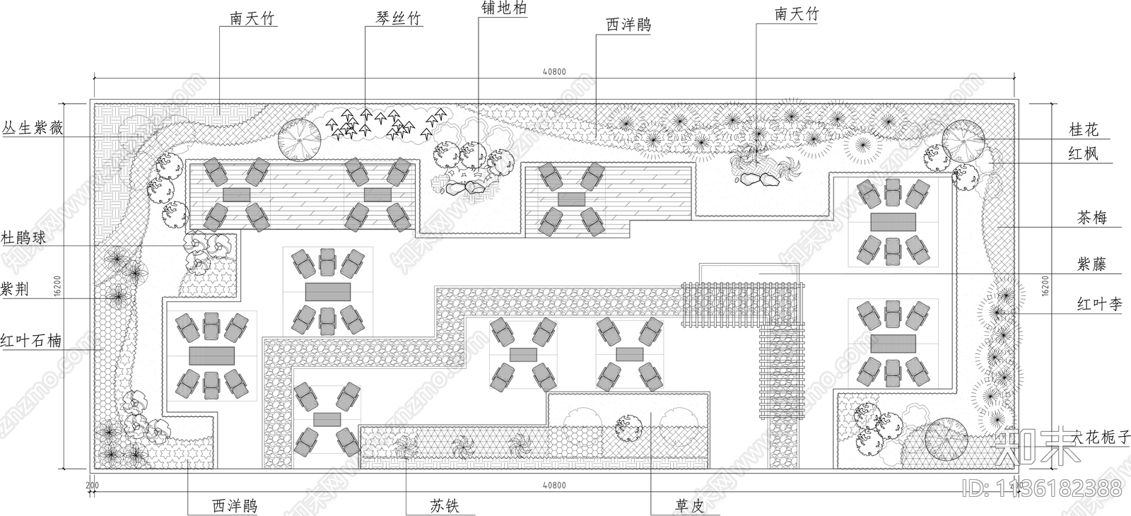 露营营地民宿平面图cad施工图下载【ID:1136182388】
