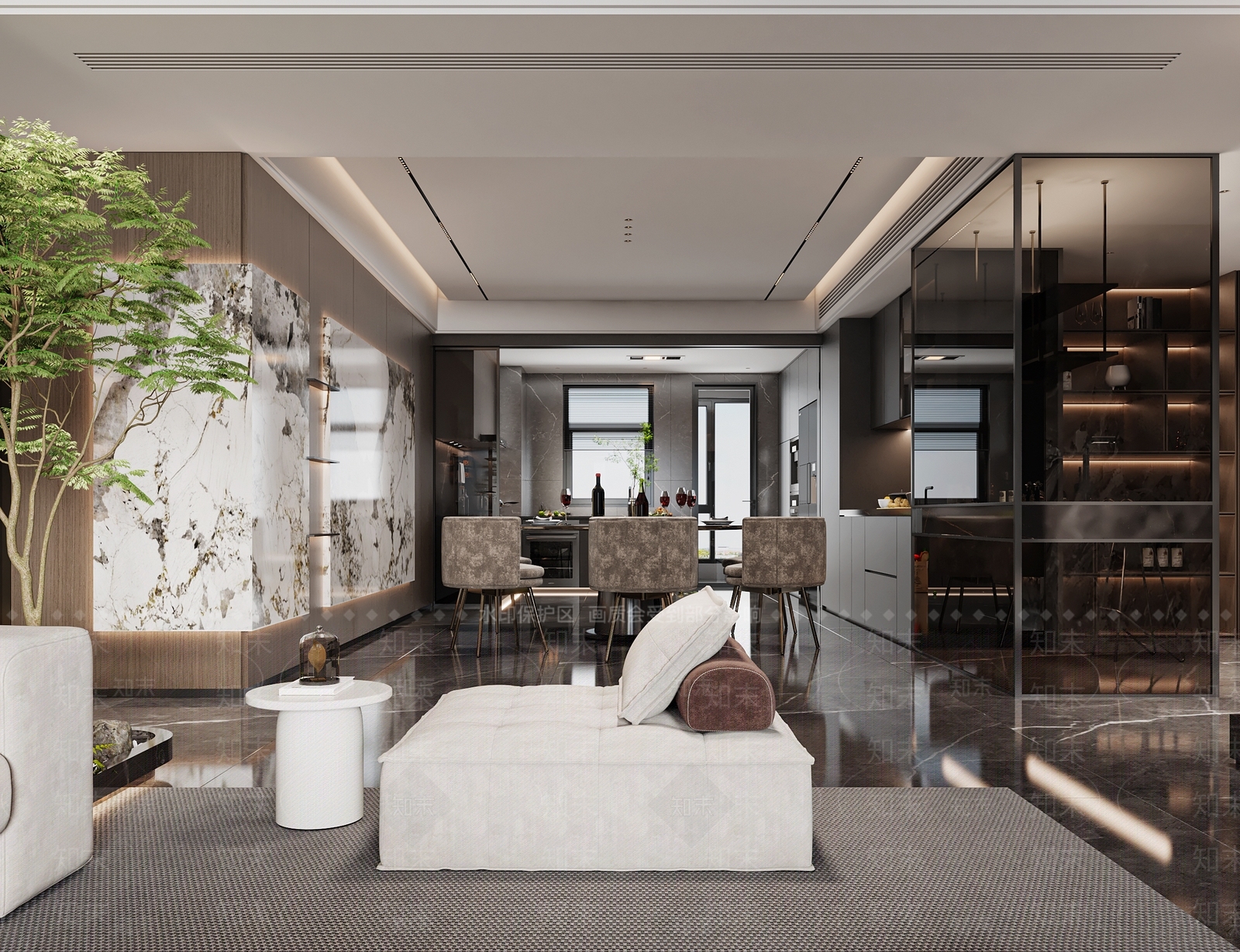 现代客餐厅3D模型下载【ID:1221504603】