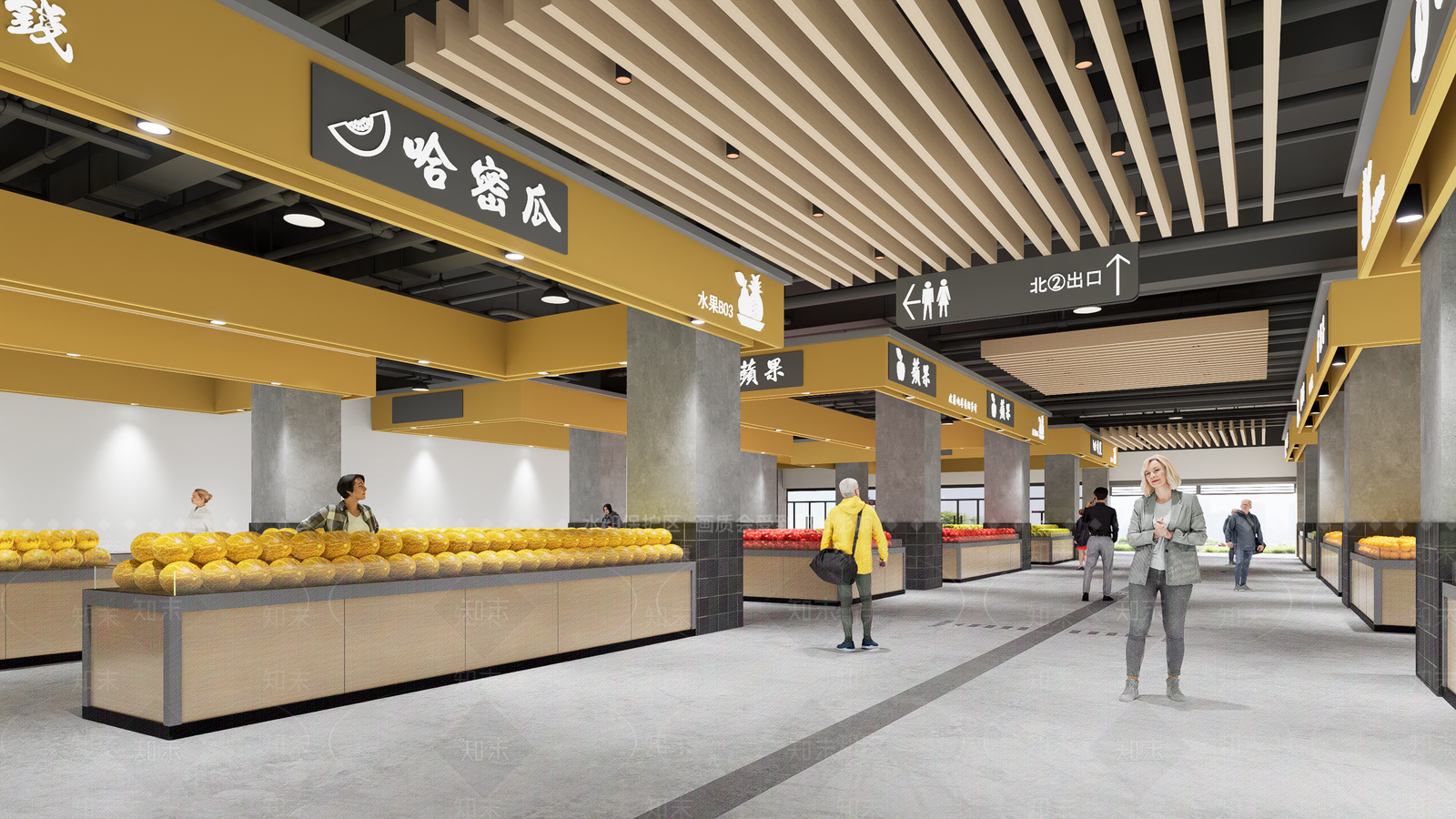 现代超市水果区SU模型下载【ID:1136186180】