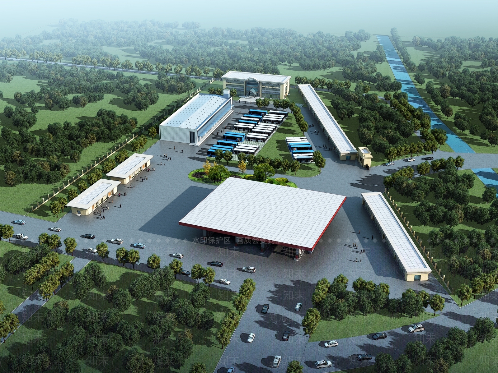 现代客运长途汽车站3D模型下载【ID:1136196490】