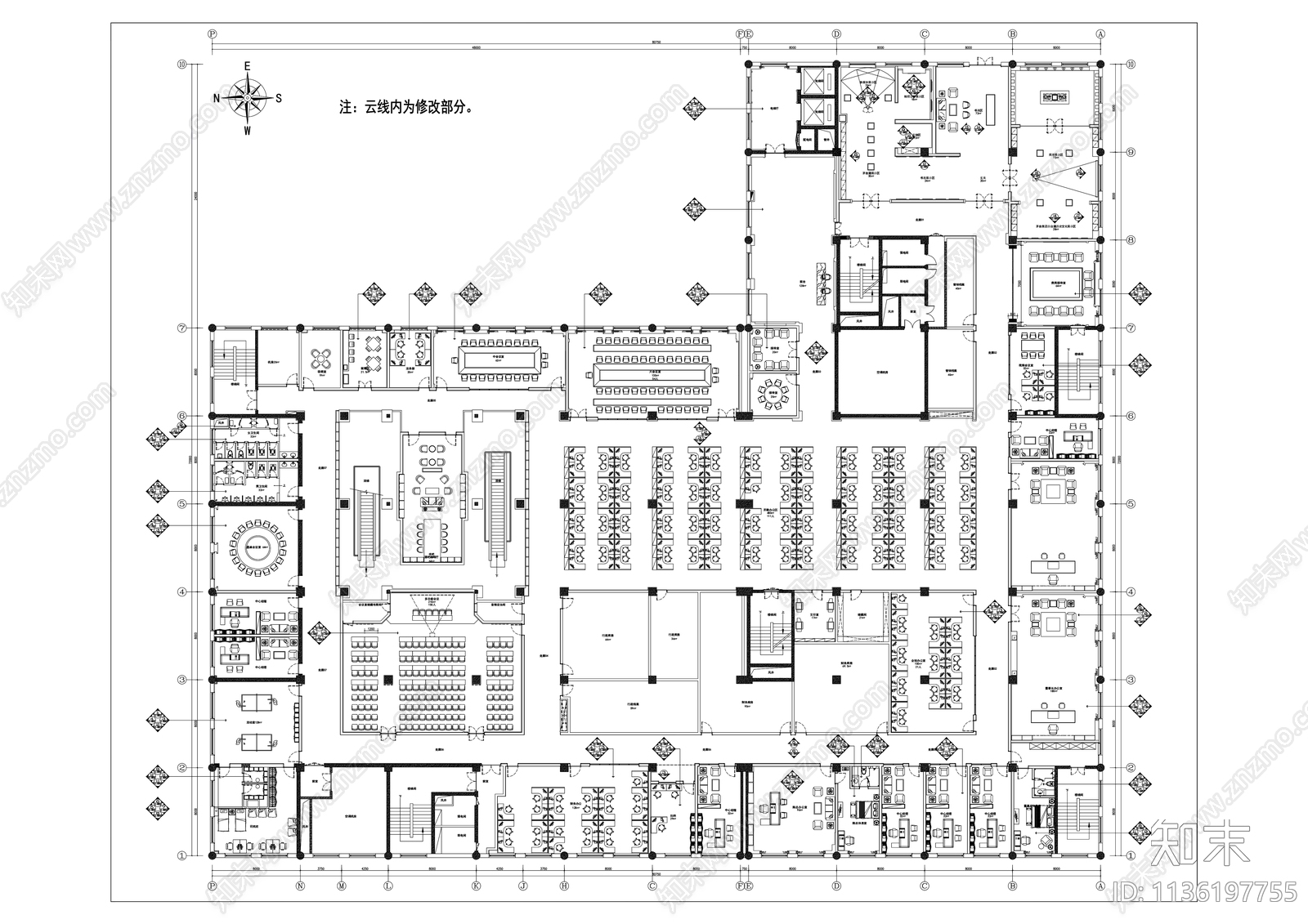 5000㎡茅台酒业办公室cad施工图下载【ID:1136197755】
