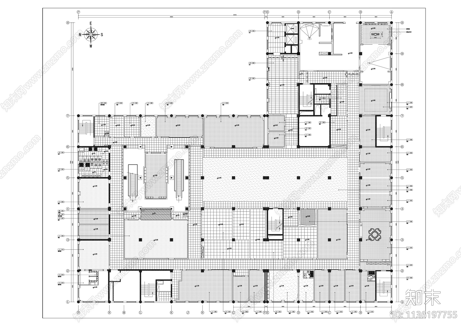 5000㎡茅台酒业办公室cad施工图下载【ID:1136197755】