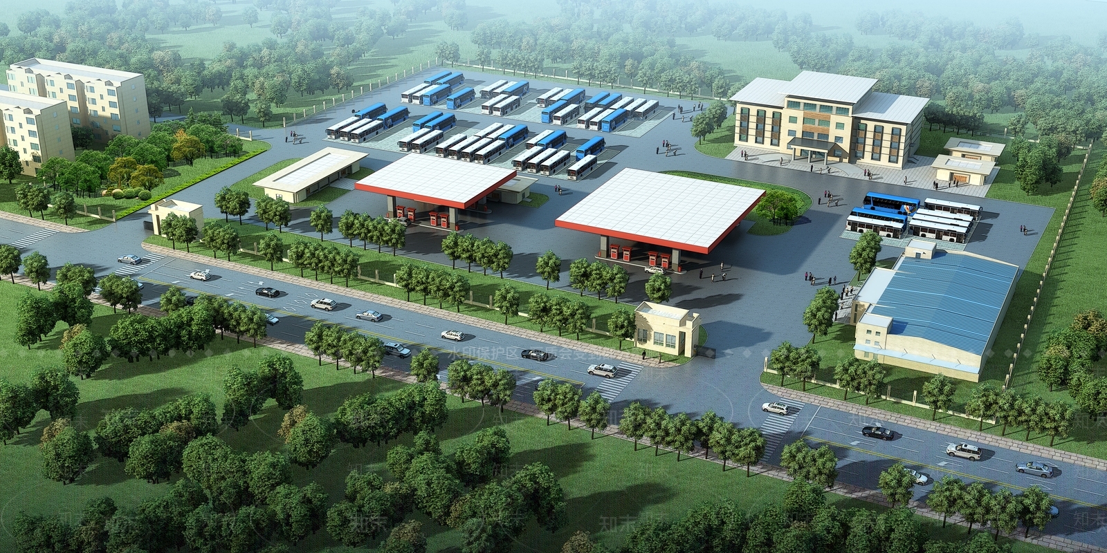 现代长途客运汽车站3D模型下载【ID:1136197900】