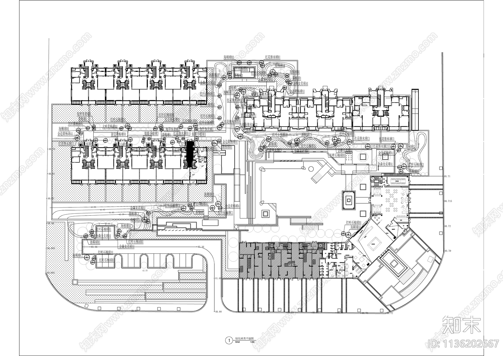 新中式小区植物配置施工图下载【ID:1136202667】