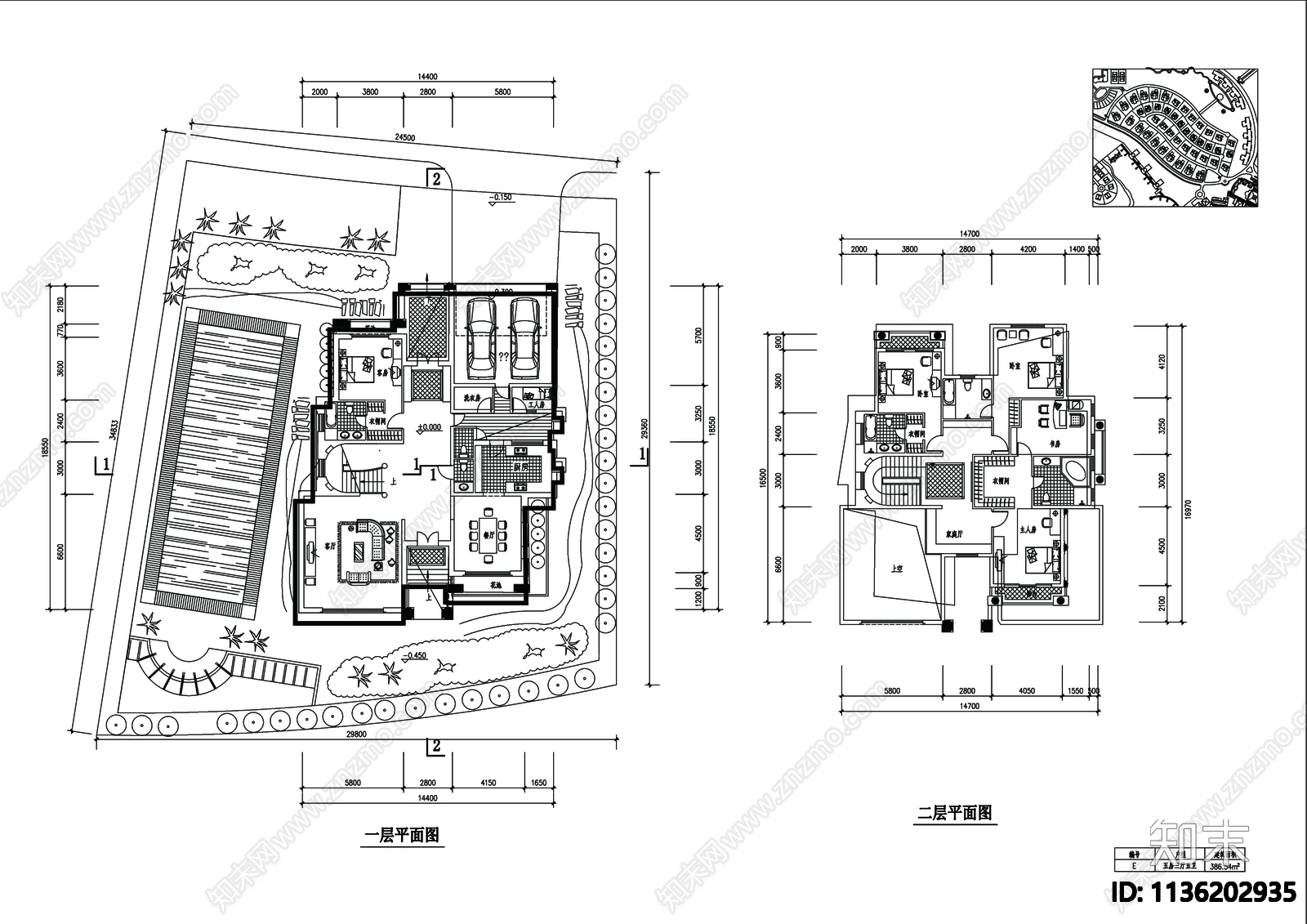 别墅建筑cad施工图下载【ID:1136202935】