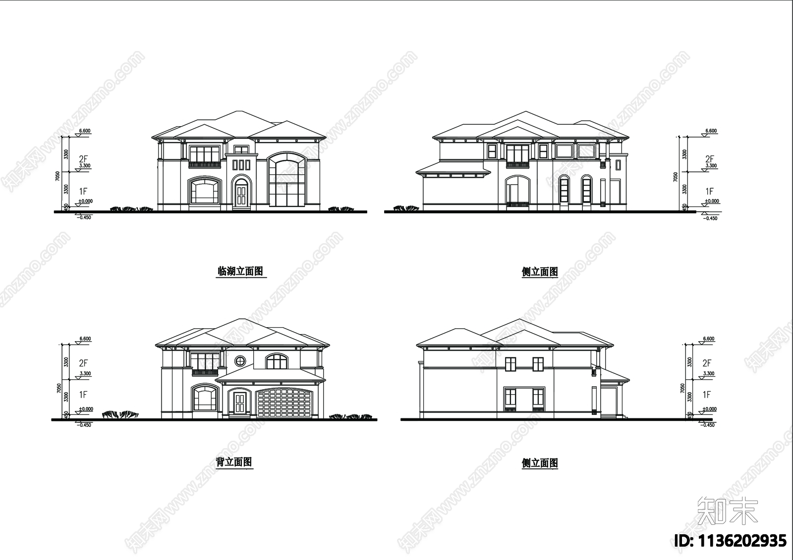 别墅建筑cad施工图下载【ID:1136202935】