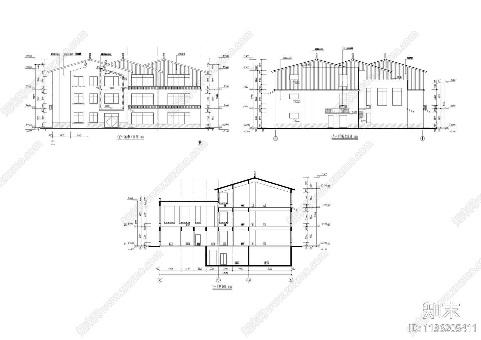 幼儿园建筑cad施工图下载【ID:1136205411】