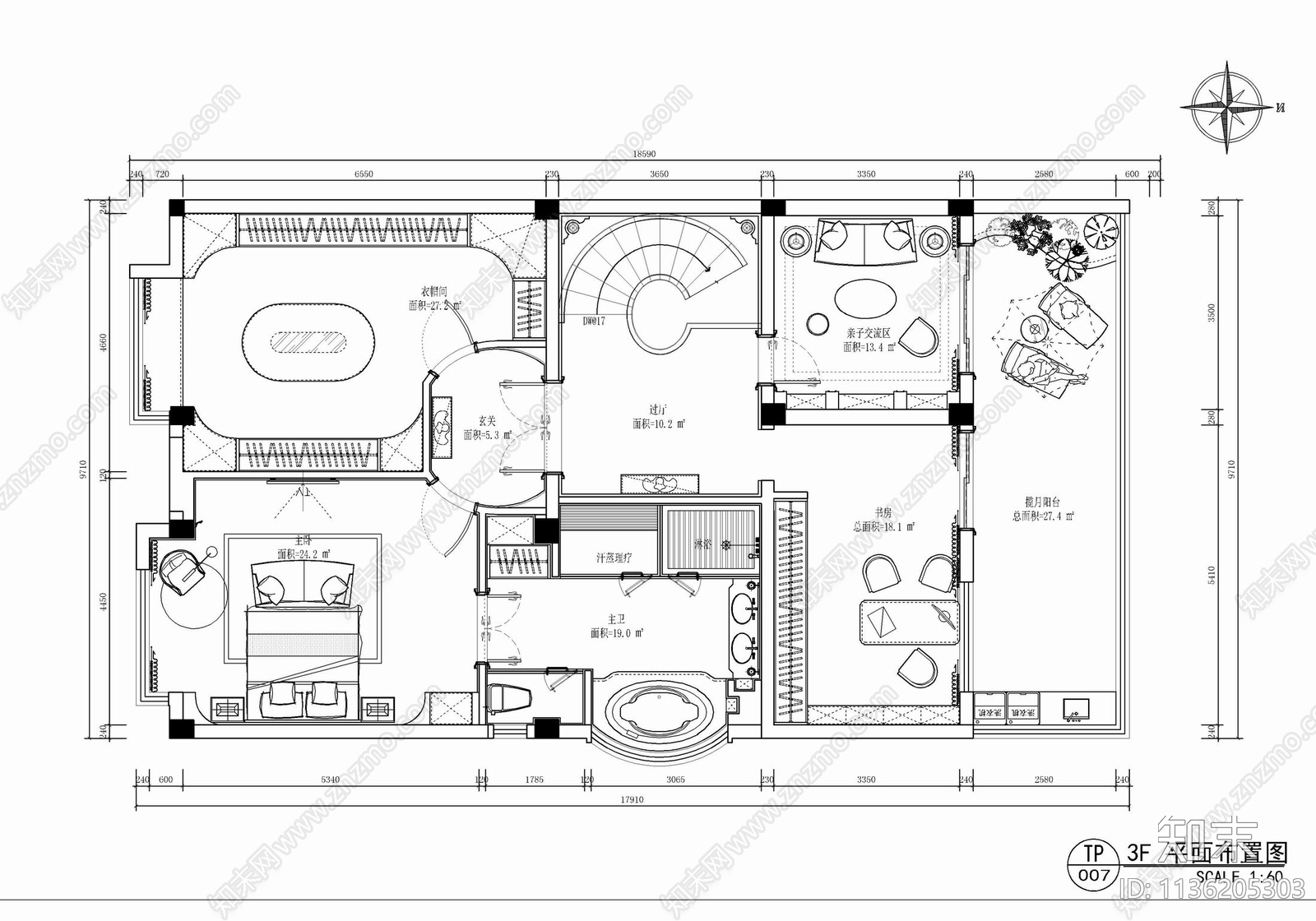 700㎡四层别墅室内施工图下载【ID:1136205303】