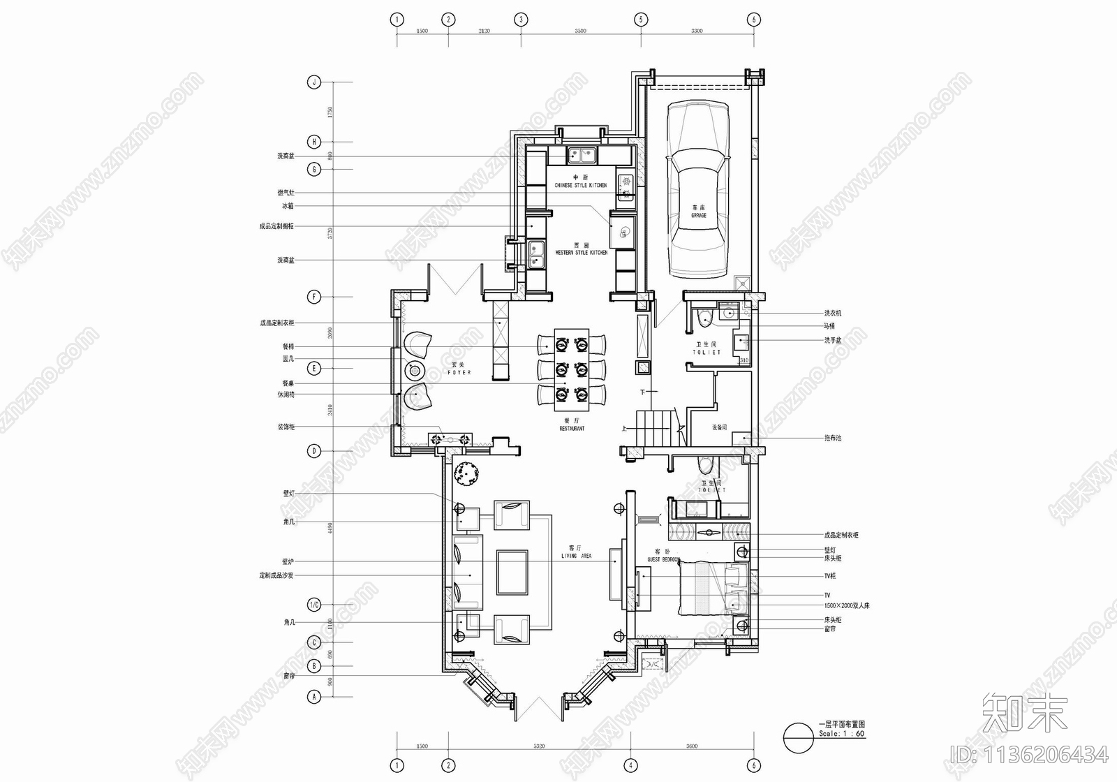 350㎡三层别墅室内cad施工图下载【ID:1136206434】