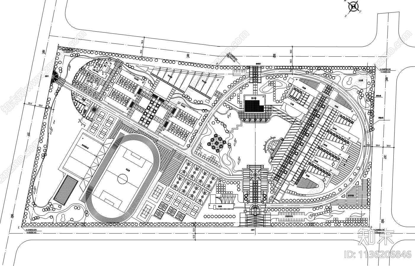 六层中学教工宿舍楼建筑cad施工图下载【ID:1136206846】