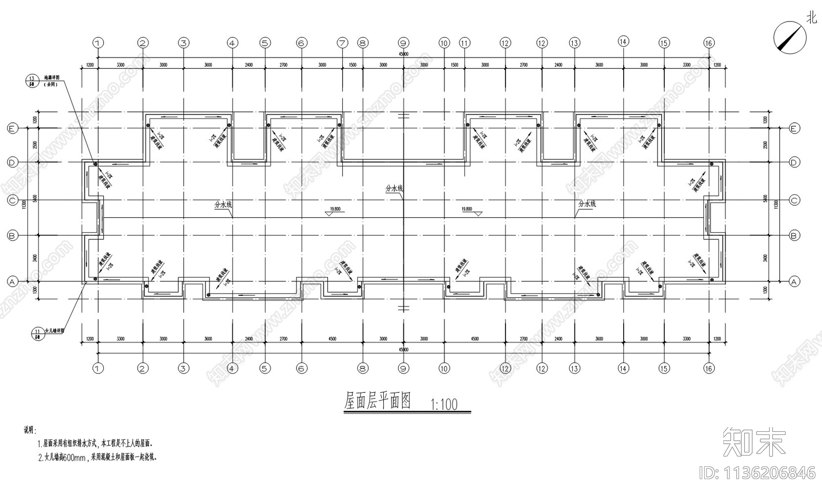 六层中学教工宿舍楼建筑cad施工图下载【ID:1136206846】