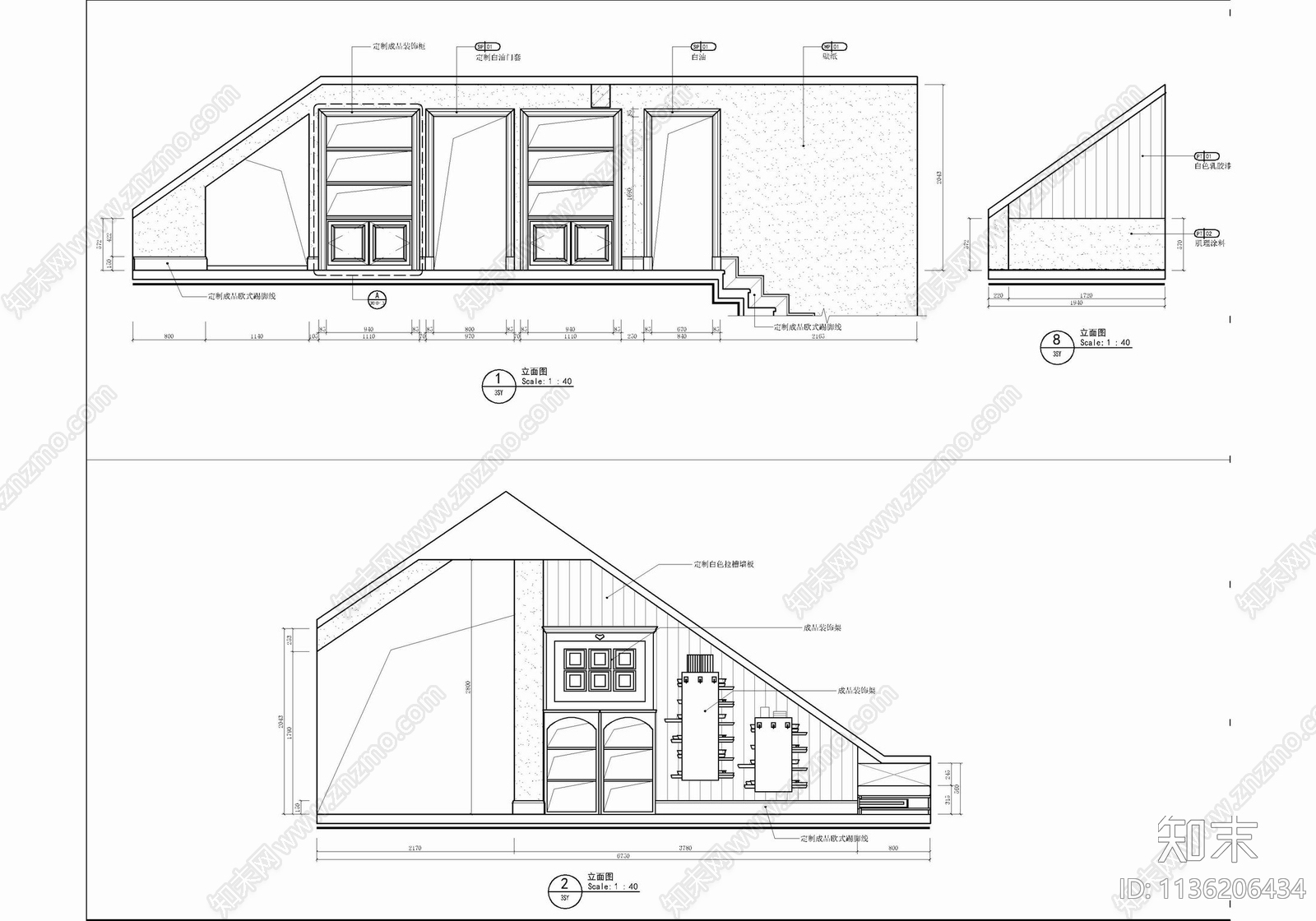 350㎡三层别墅室内cad施工图下载【ID:1136206434】