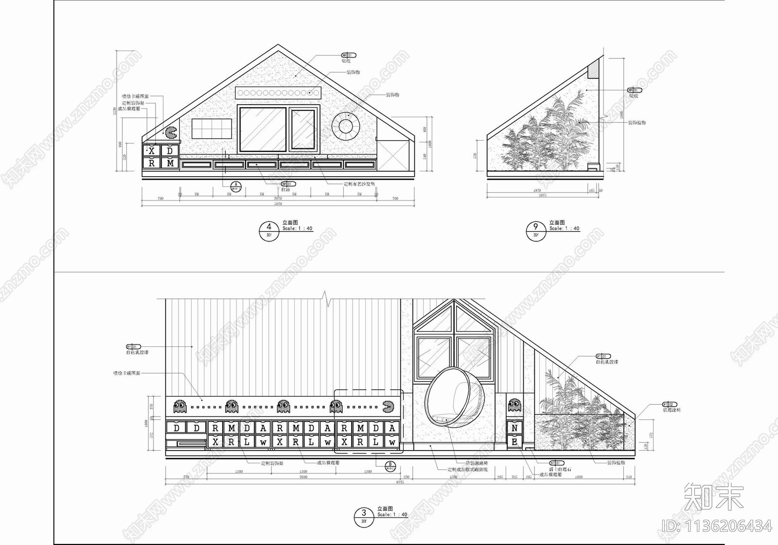 350㎡三层别墅室内cad施工图下载【ID:1136206434】