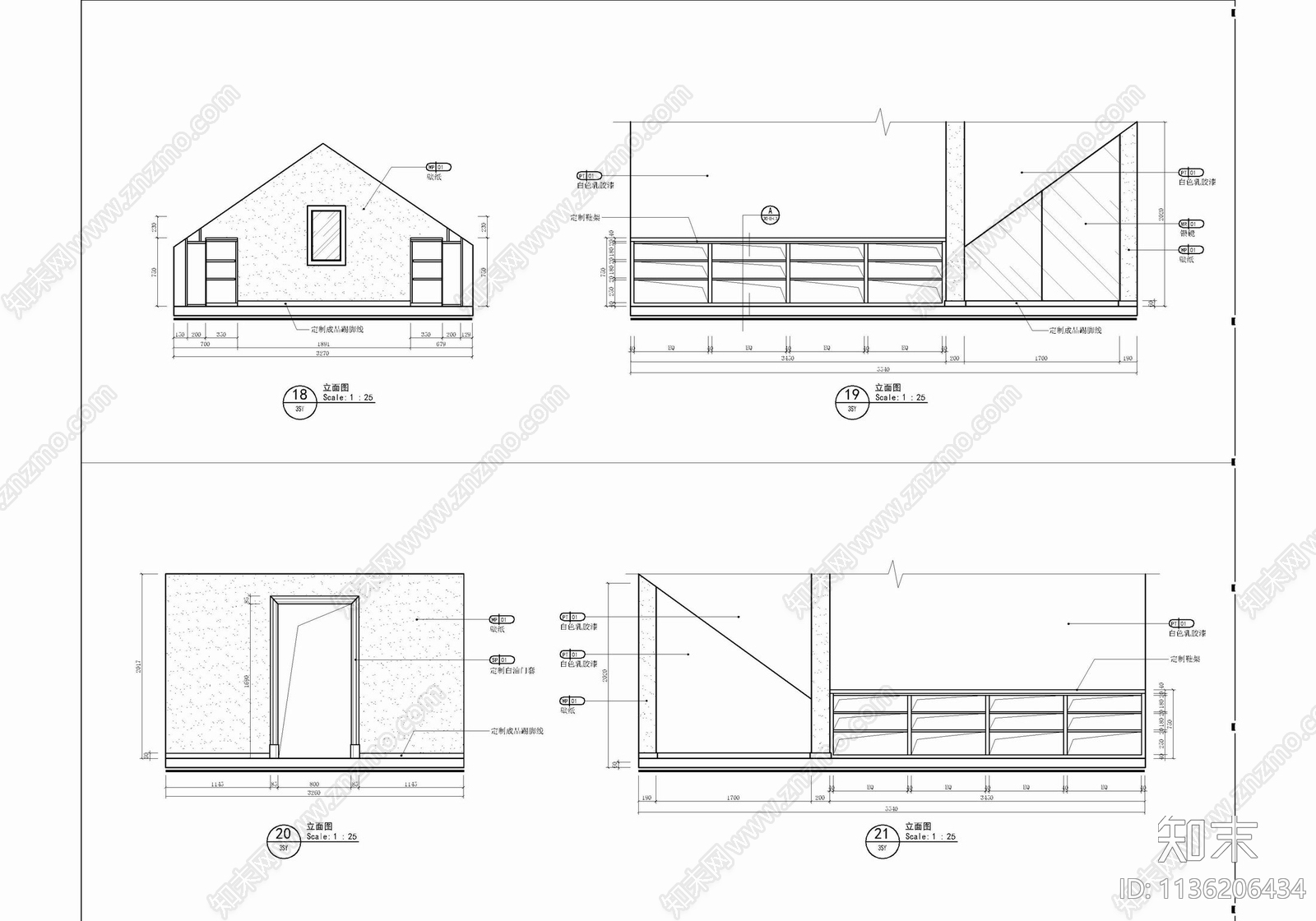 350㎡三层别墅室内cad施工图下载【ID:1136206434】