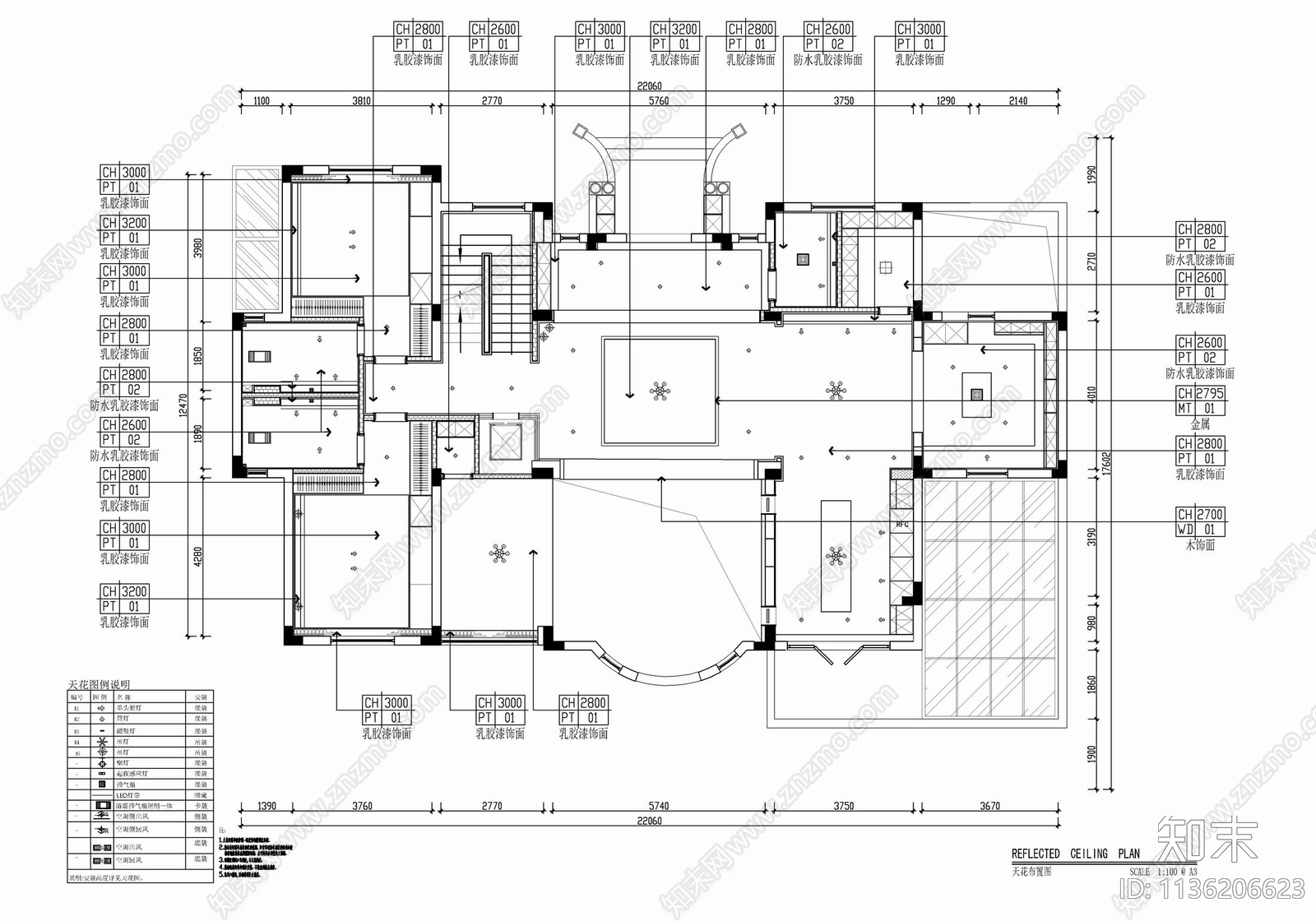 800㎡三层别墅室内施工图下载【ID:1136206623】