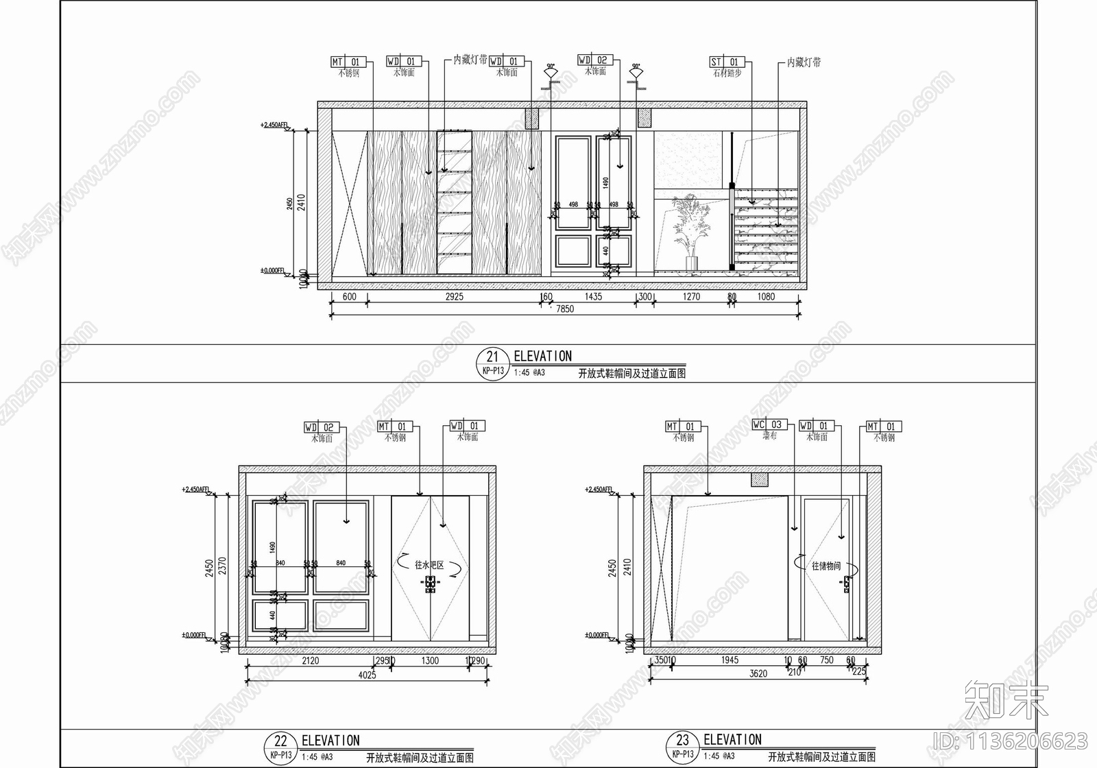 800㎡三层别墅室内施工图下载【ID:1136206623】