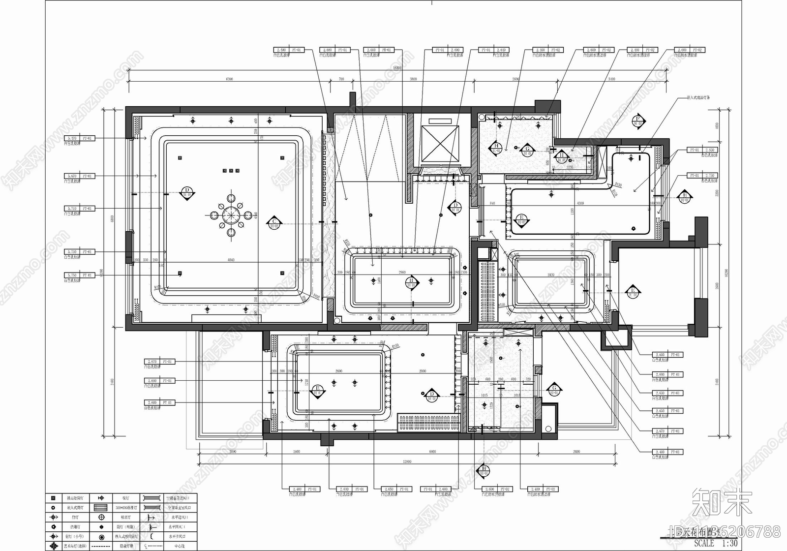 五层别墅室内cad施工图下载【ID:1136206788】