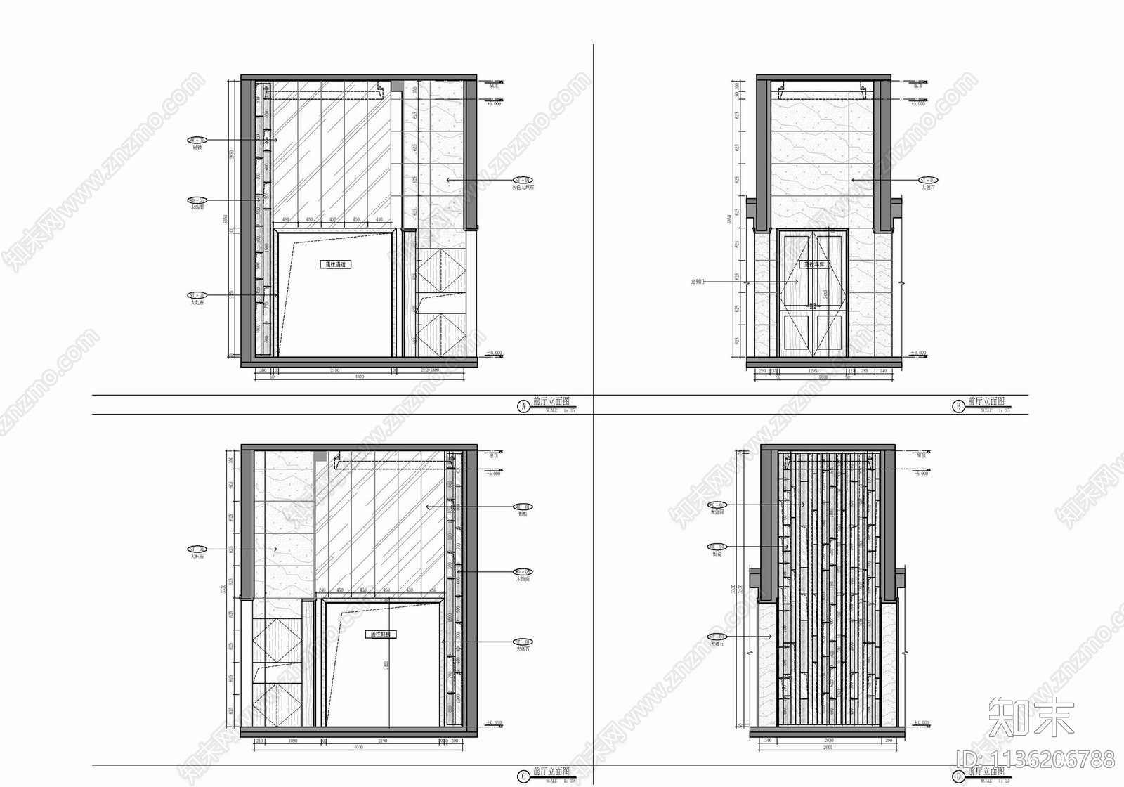 五层别墅室内cad施工图下载【ID:1136206788】