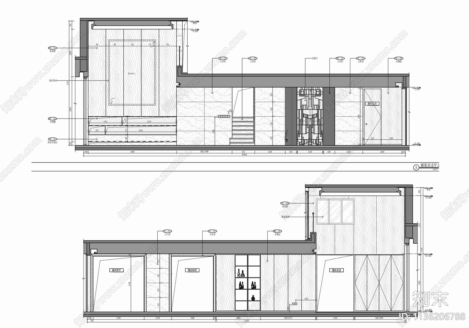 五层别墅室内cad施工图下载【ID:1136206788】