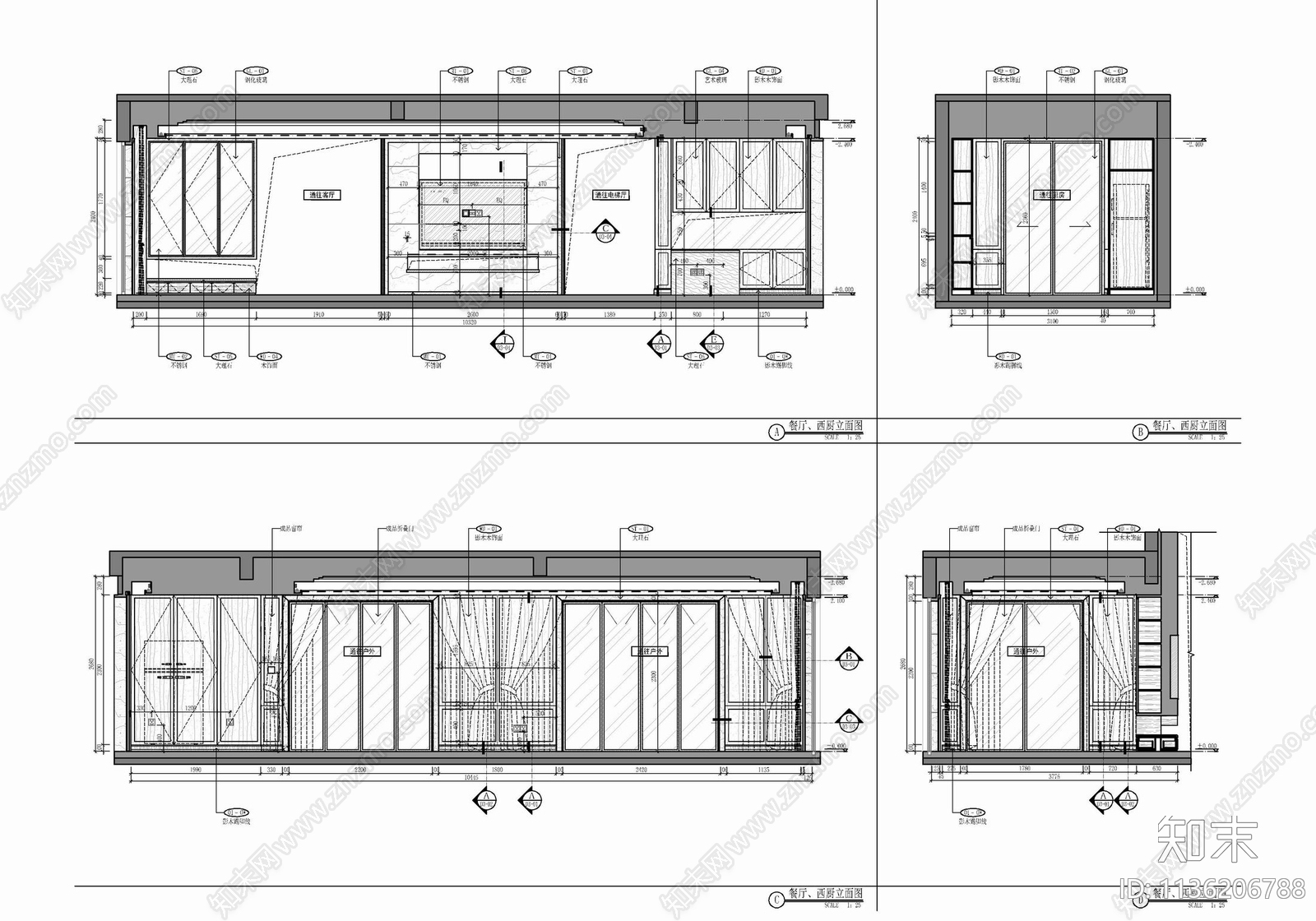 五层别墅室内cad施工图下载【ID:1136206788】