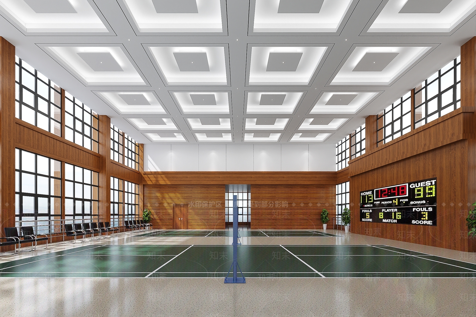 现代羽毛球场3D模型下载【ID:1136209521】