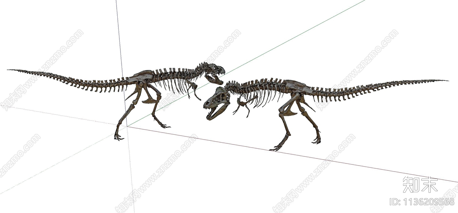 恐龙骨架SU模型下载【ID:1136209568】