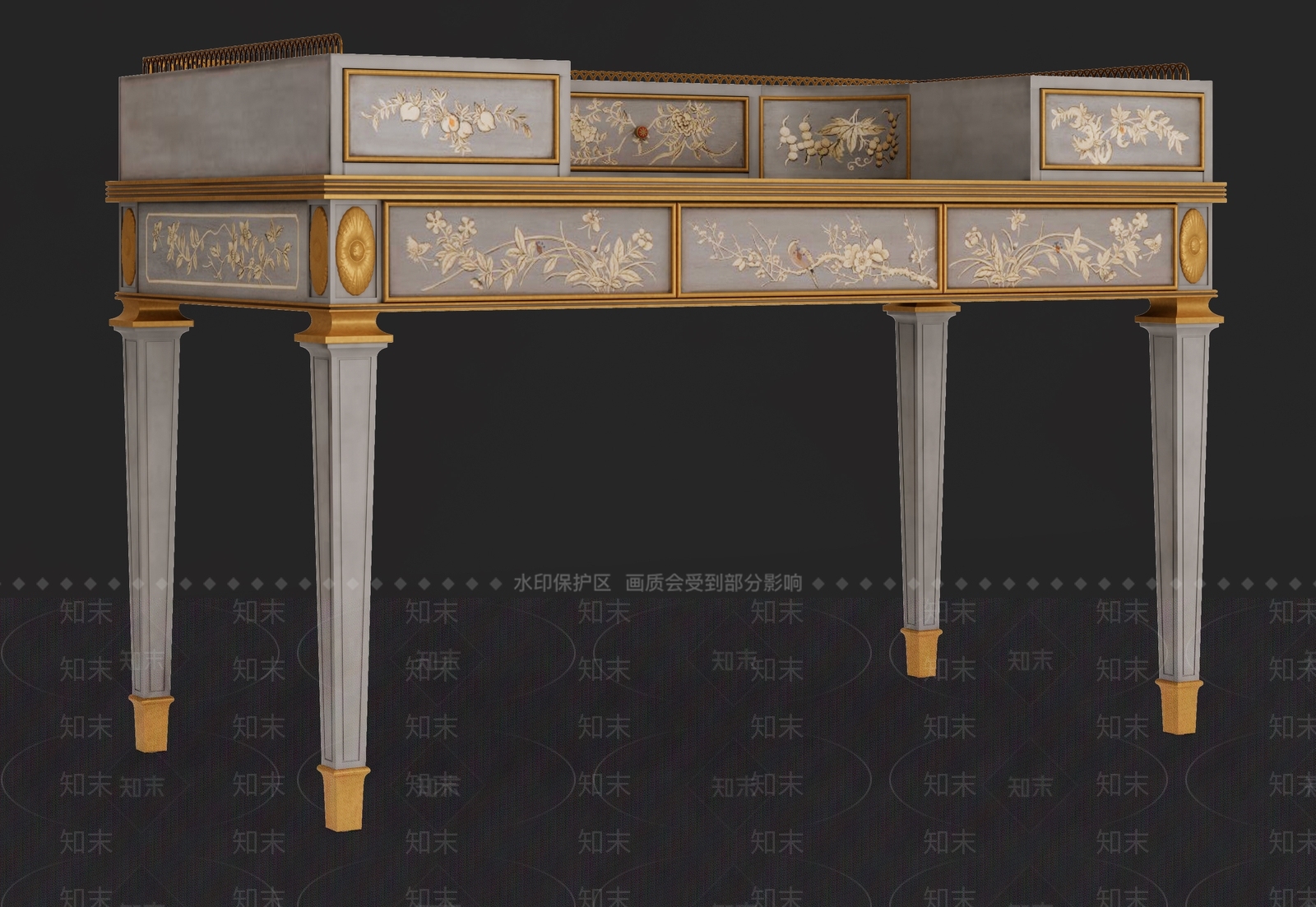 欧式古典书桌SU模型下载【ID:1136211749】