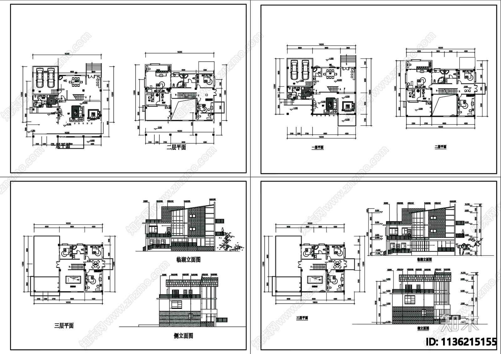 别墅建筑cad施工图下载【ID:1136215155】