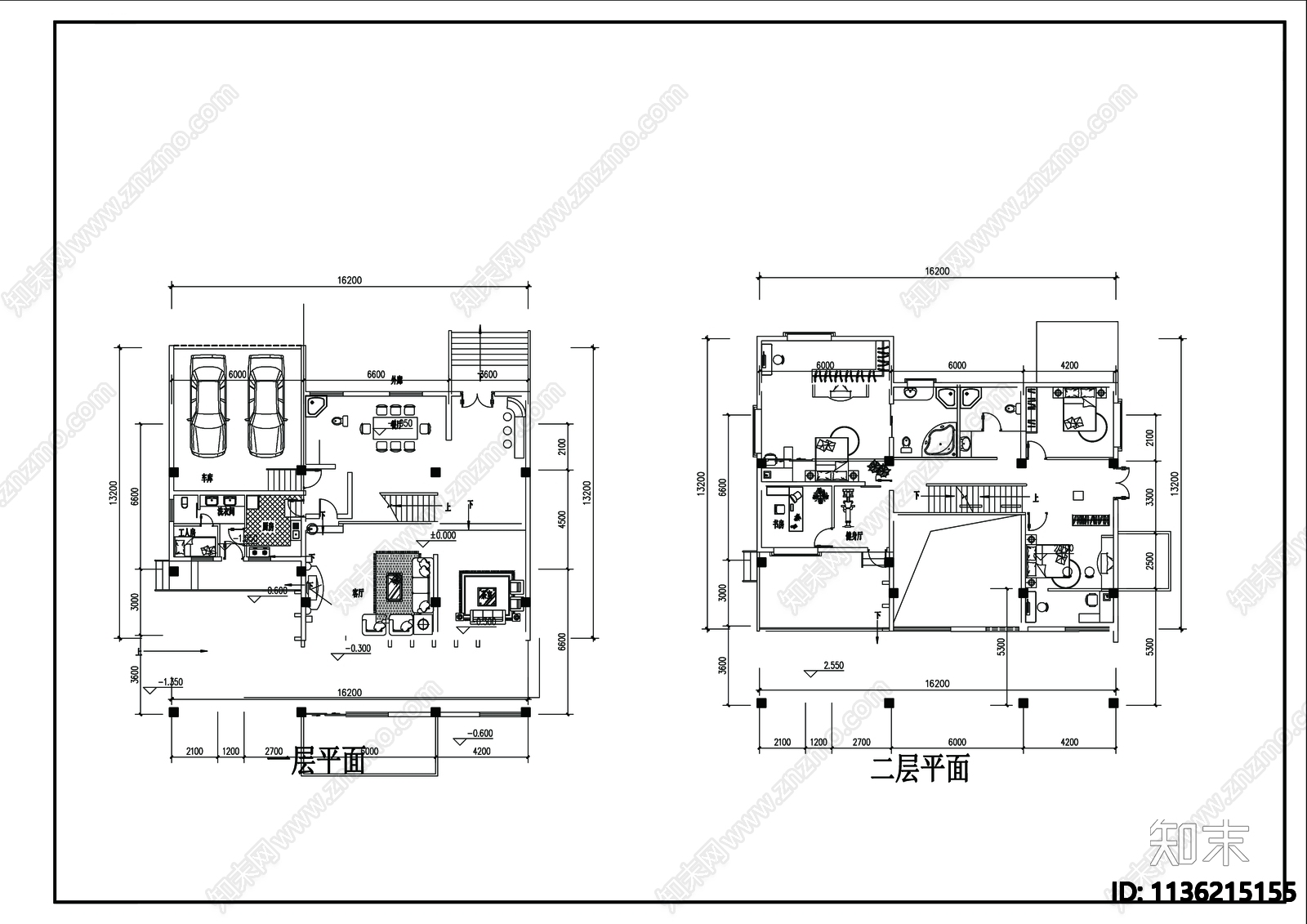 别墅建筑cad施工图下载【ID:1136215155】