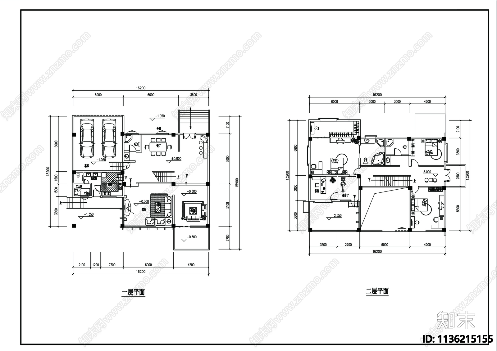 别墅建筑cad施工图下载【ID:1136215155】