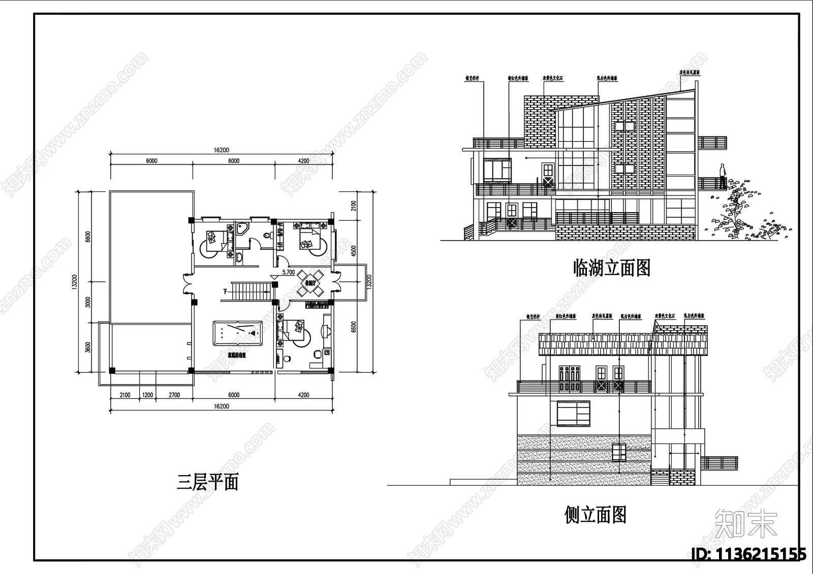 别墅建筑cad施工图下载【ID:1136215155】