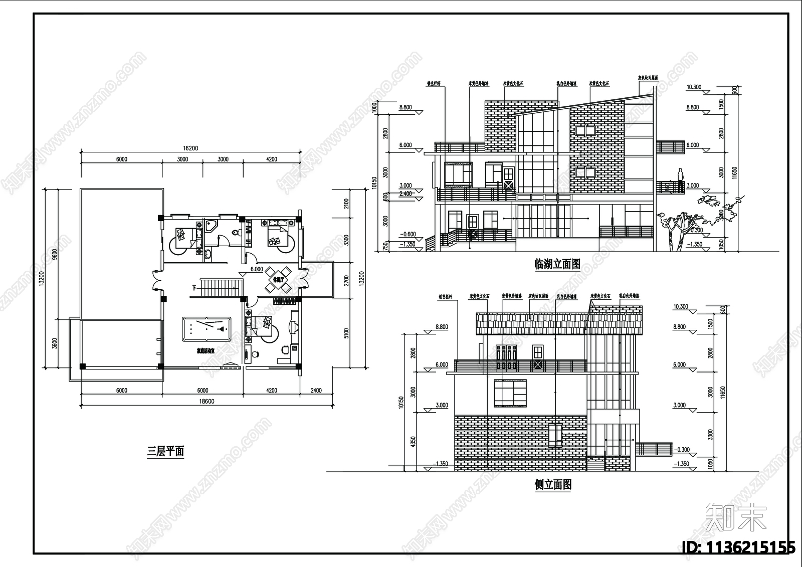 别墅建筑cad施工图下载【ID:1136215155】