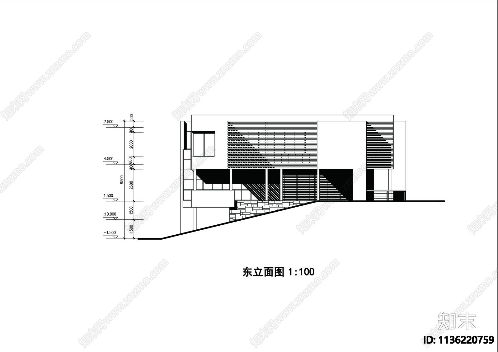 别墅建筑cad施工图下载【ID:1136220759】