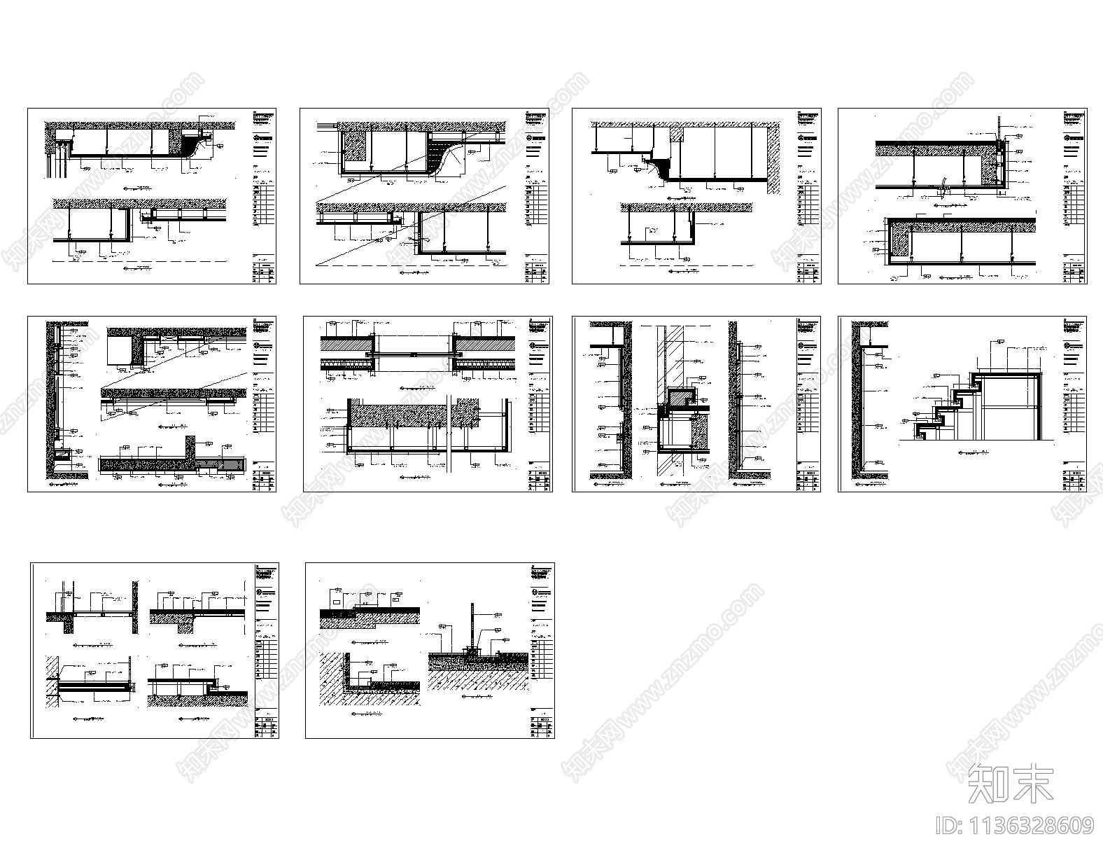 新中式三层别墅效果图cad施工图下载【ID:1136328609】