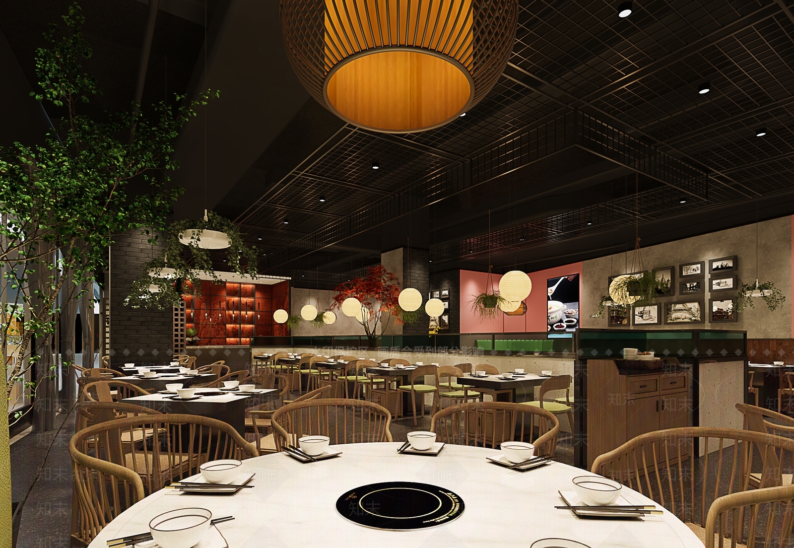 新中式火锅店3D模型下载【ID:1136225870】