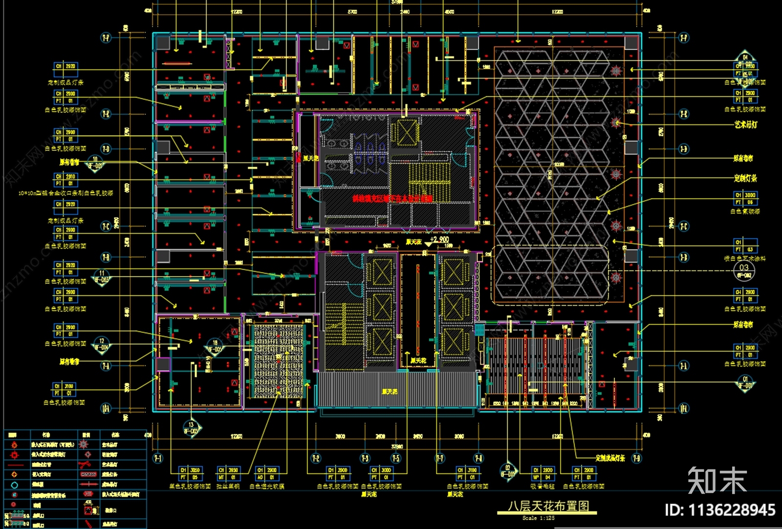 1100m²科技类办公室cad施工图下载【ID:1136228945】