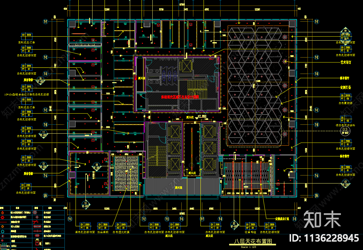 1100m²科技类办公室cad施工图下载【ID:1136228945】