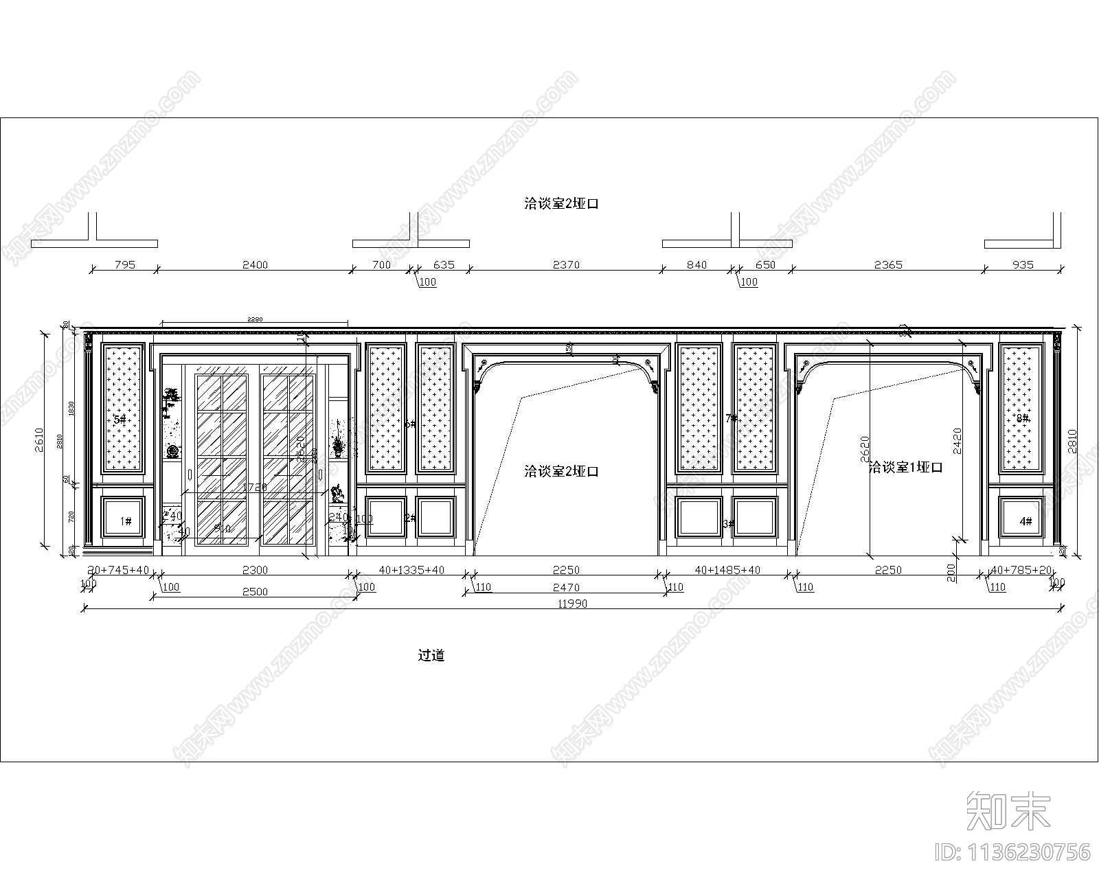 松江展厅过道及吊顶施工图下载【ID:1136230756】