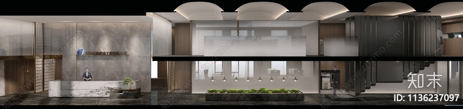 650m²设计建设公司效果图cad施工图下载【ID:1136237097】