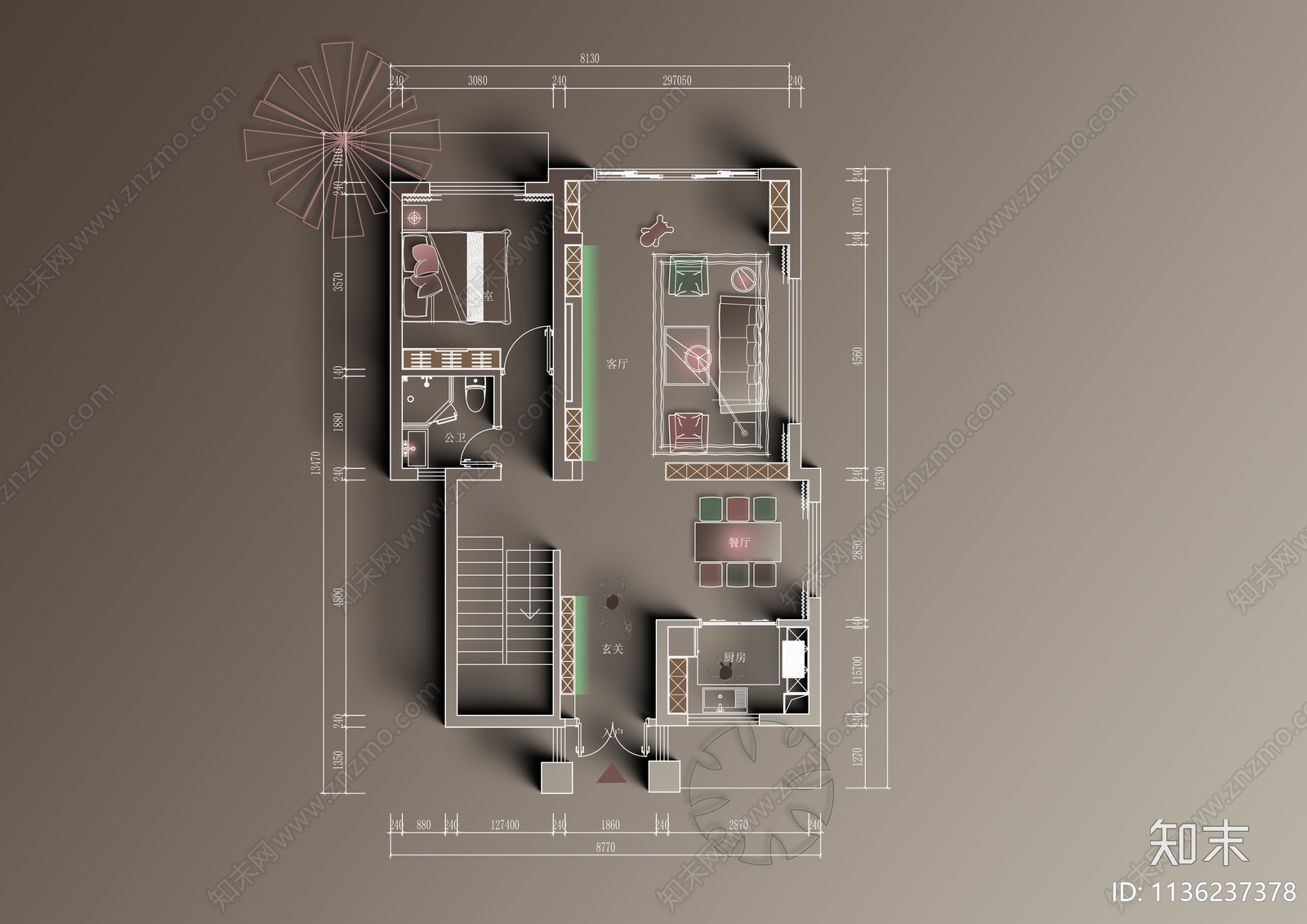 别墅平面布置图cad施工图下载【ID:1136237378】