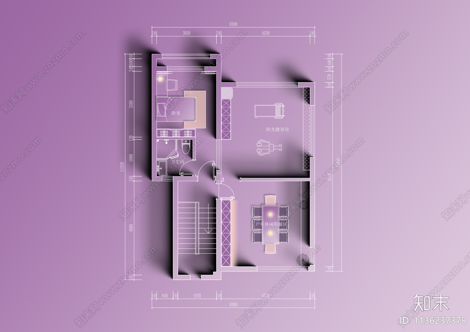 别墅平面布置图cad施工图下载【ID:1136237378】