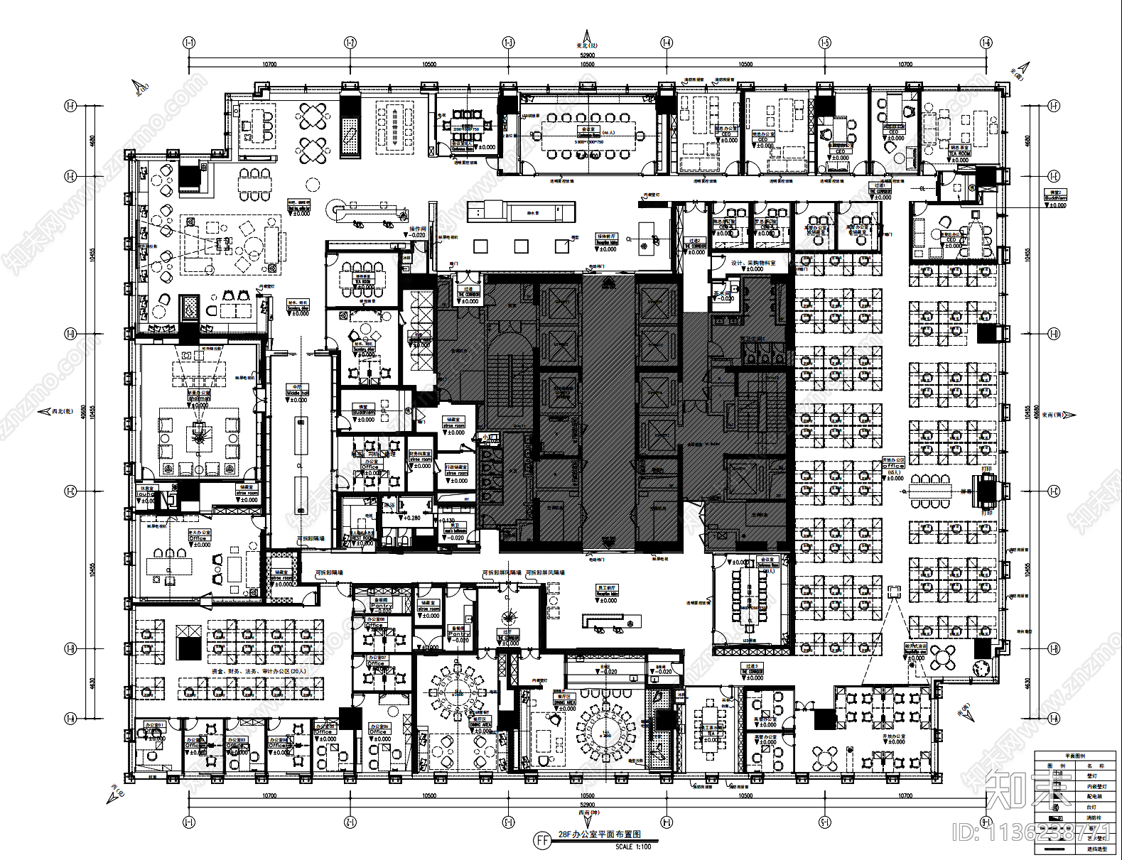 前海嘉里中心28F办公室cad施工图下载【ID:1136238771】