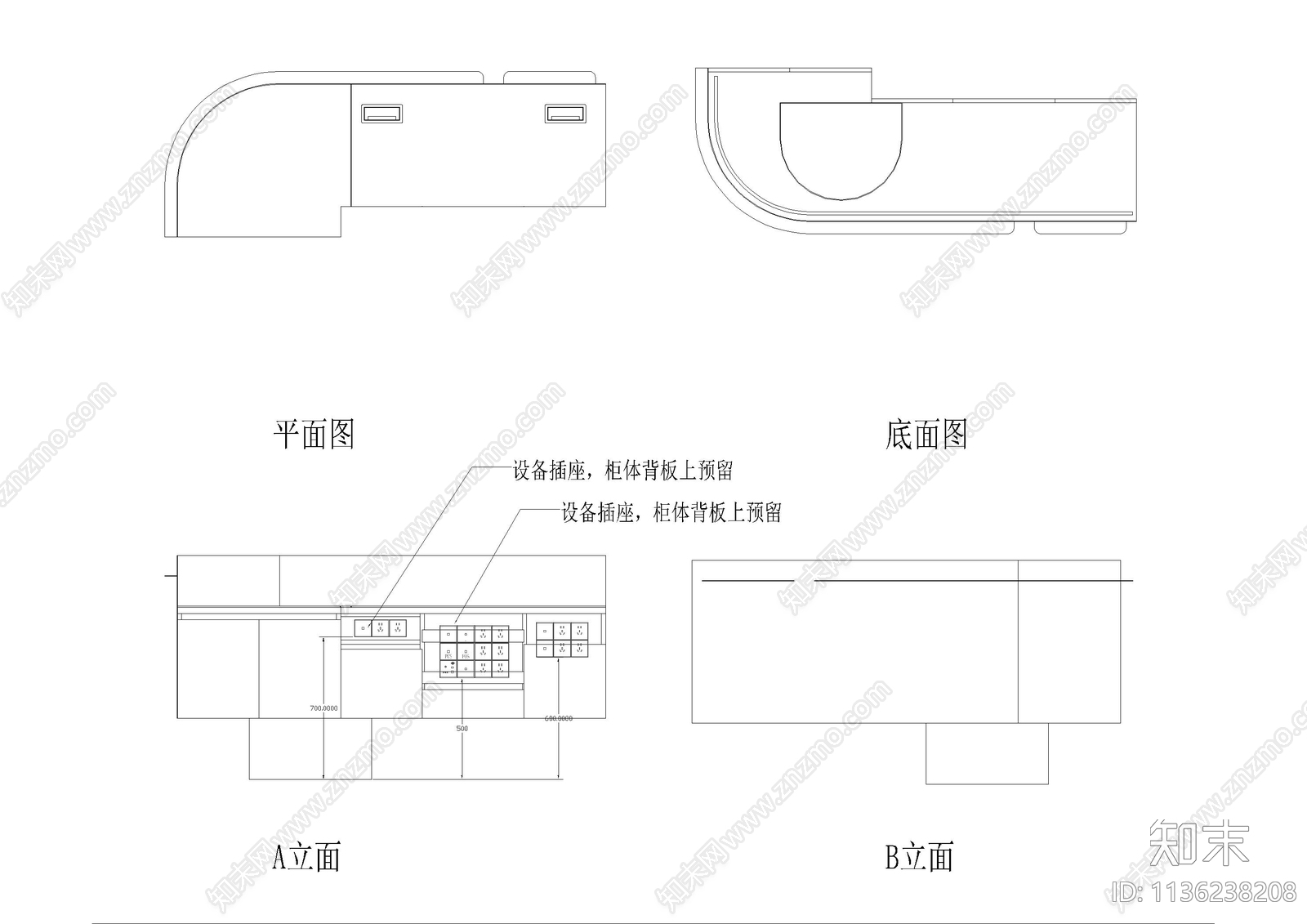 餐厅功能柜cad施工图下载【ID:1136238208】