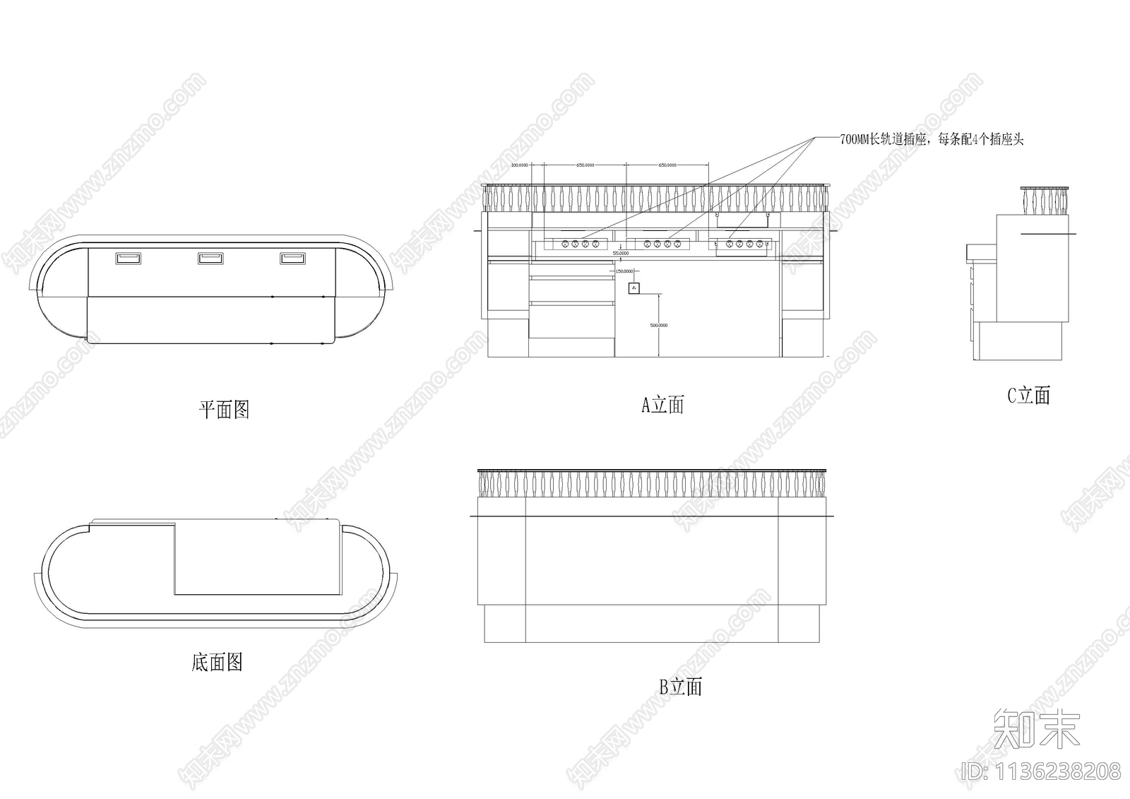 餐厅功能柜cad施工图下载【ID:1136238208】